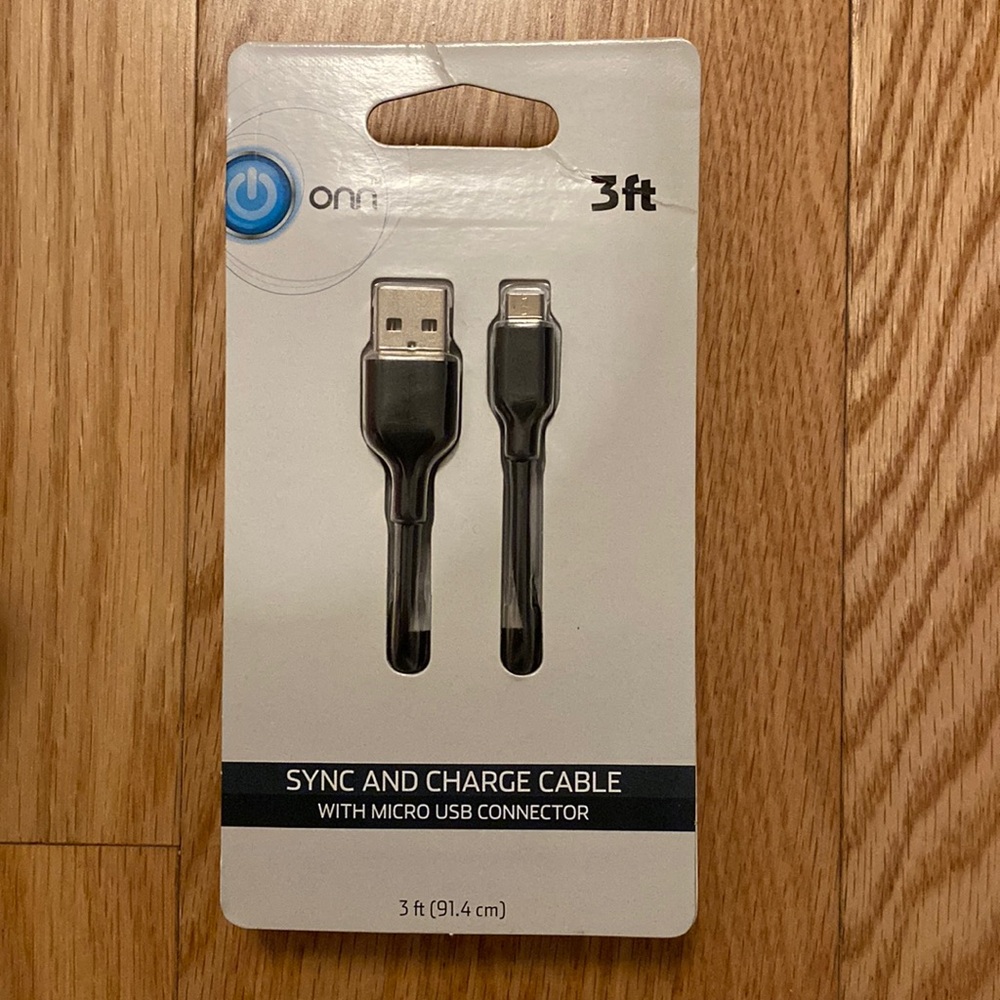 Onn 3 ft Sync & Charge Cable with Micro USB Connector
